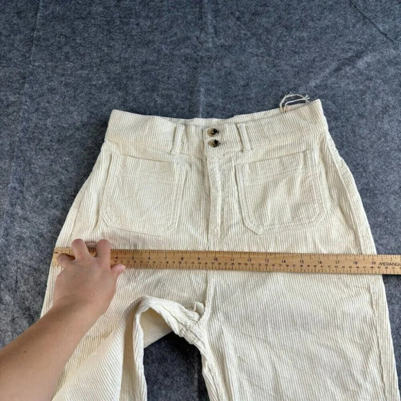Faherty Womens Portland Flare Leg Corduroy Pants Egret Cream 28 Denim Cotton 494 - Picture 9 of 14